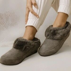 SOREL Go Coffee Run Slippers Grey Suede Slip On Mules Indoor/Outdoor Womens Sz 7